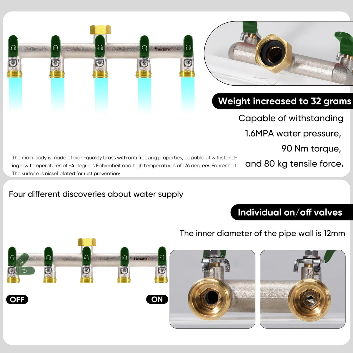 Yayamz brass nickel-plated assembly detail emphasizing durability and rust resistance