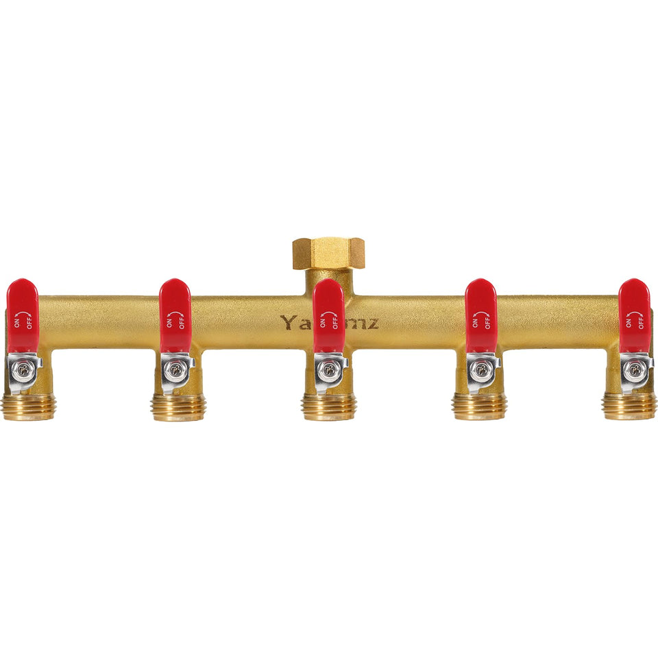 Yayamz garden hose splitter five-way brass valve for durable outdoor use