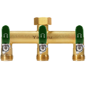 Yayamz garden hose splitter with brass body for durable outdoor use.