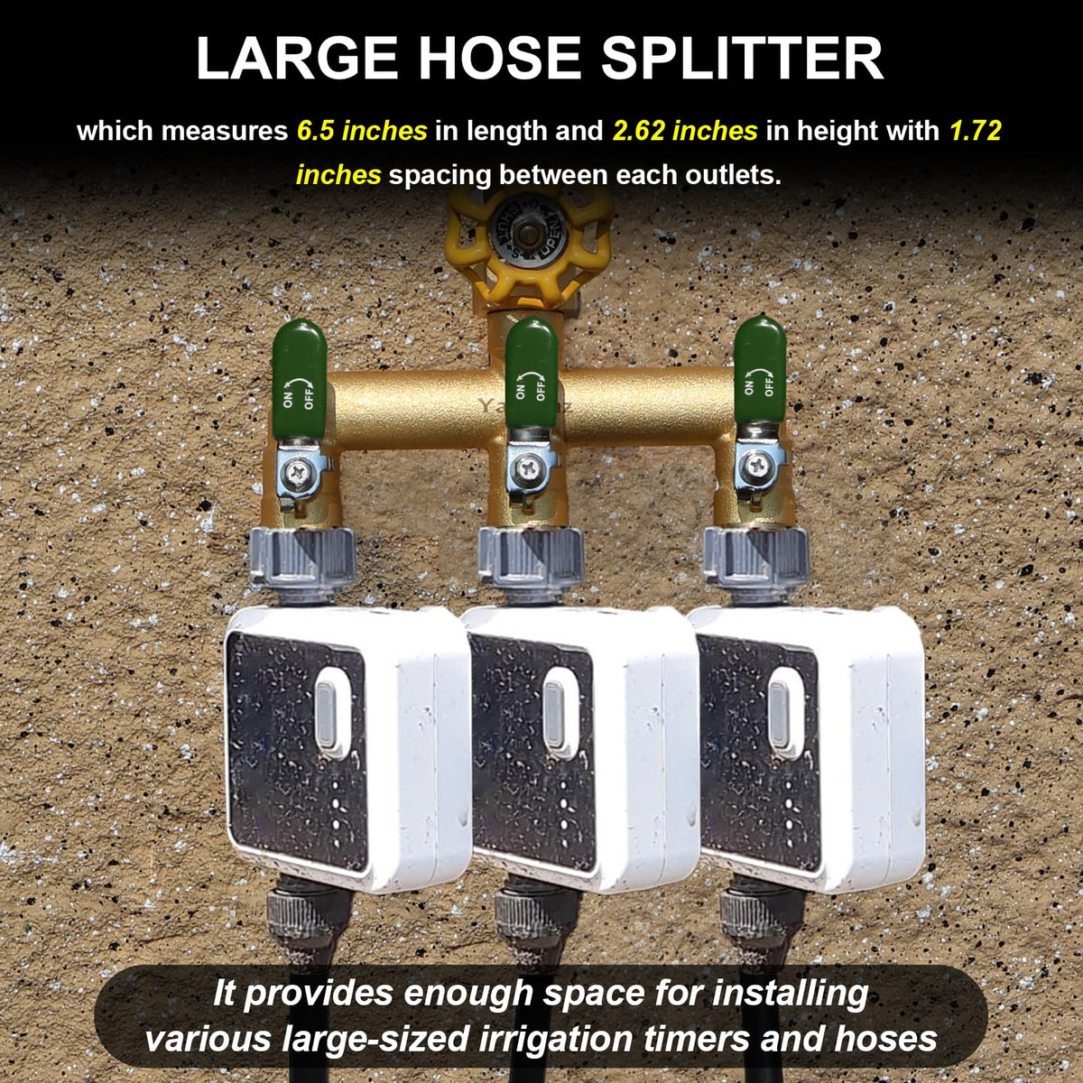 Yayamz 3-outlet layout demonstrates flexible watering configurations for multiple irrigation zones