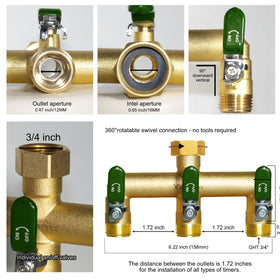 Yayamz brass garden hose divider close-up of shut-off valve for precise water control