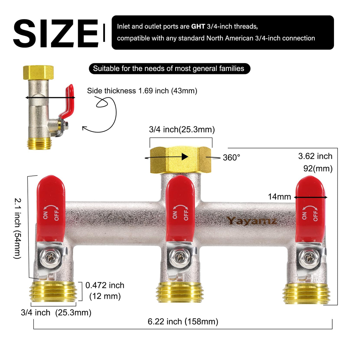 Yayamz hose splitter in use with three outlets for simultaneous watering