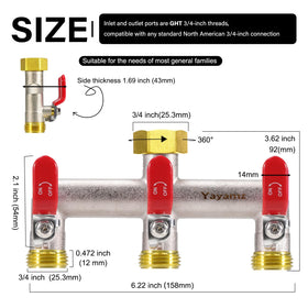 Yayamz hose splitter in use with three outlets for simultaneous watering