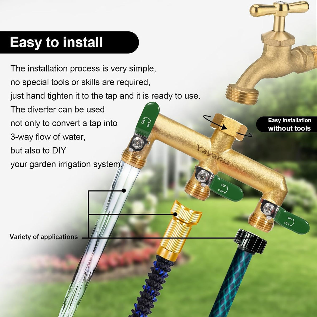 Yayamz outdoor hose setup ready for high-pressure water and sunshine.