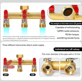 Yayamz rubber coated handle on brass diverter for easy grip during setup.