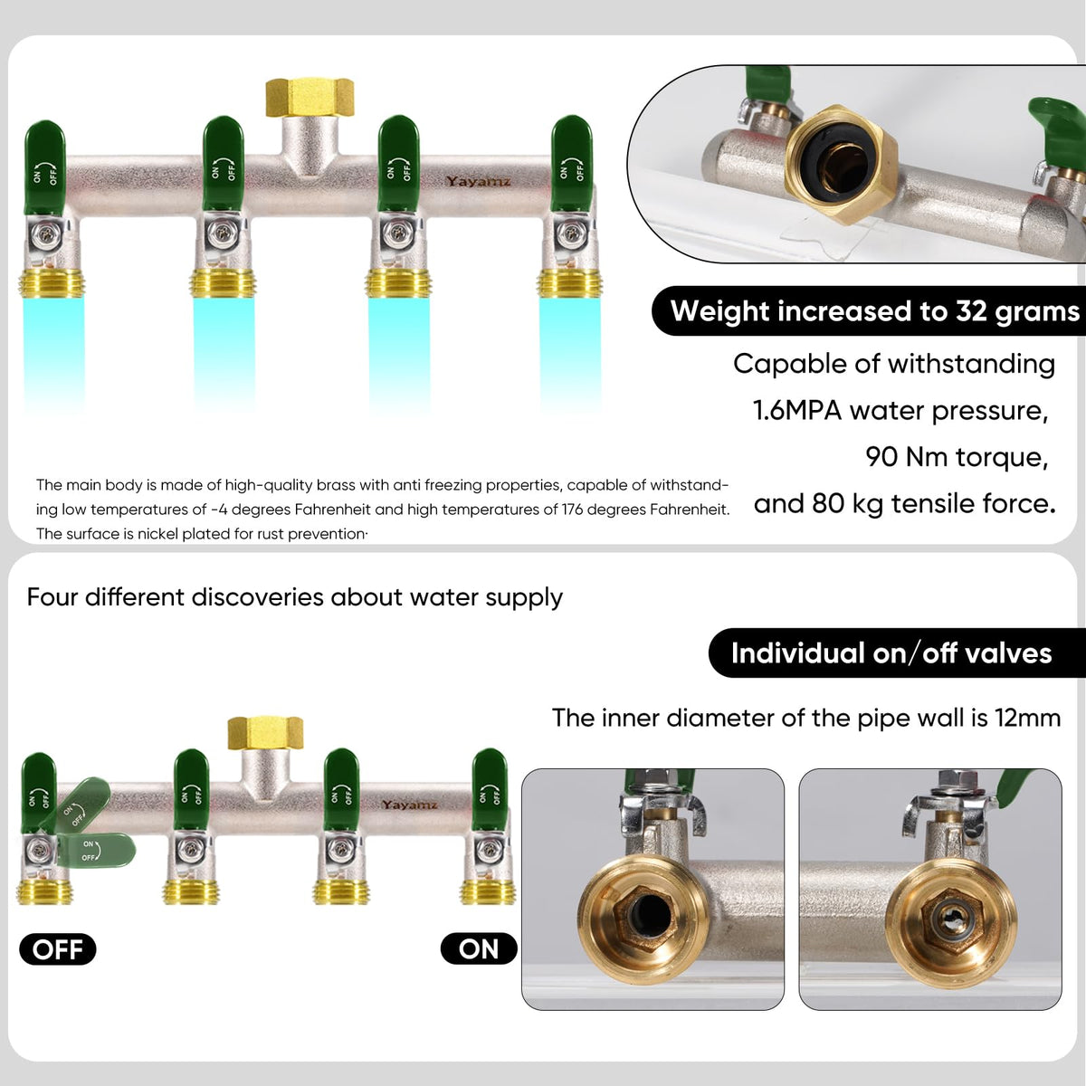 Yayamz wider spout spacing design fits multiple hoses simultaneously.