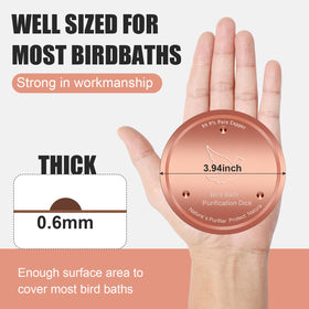 Yayiog birdbath disk side view shows durable copper construction for lasting use