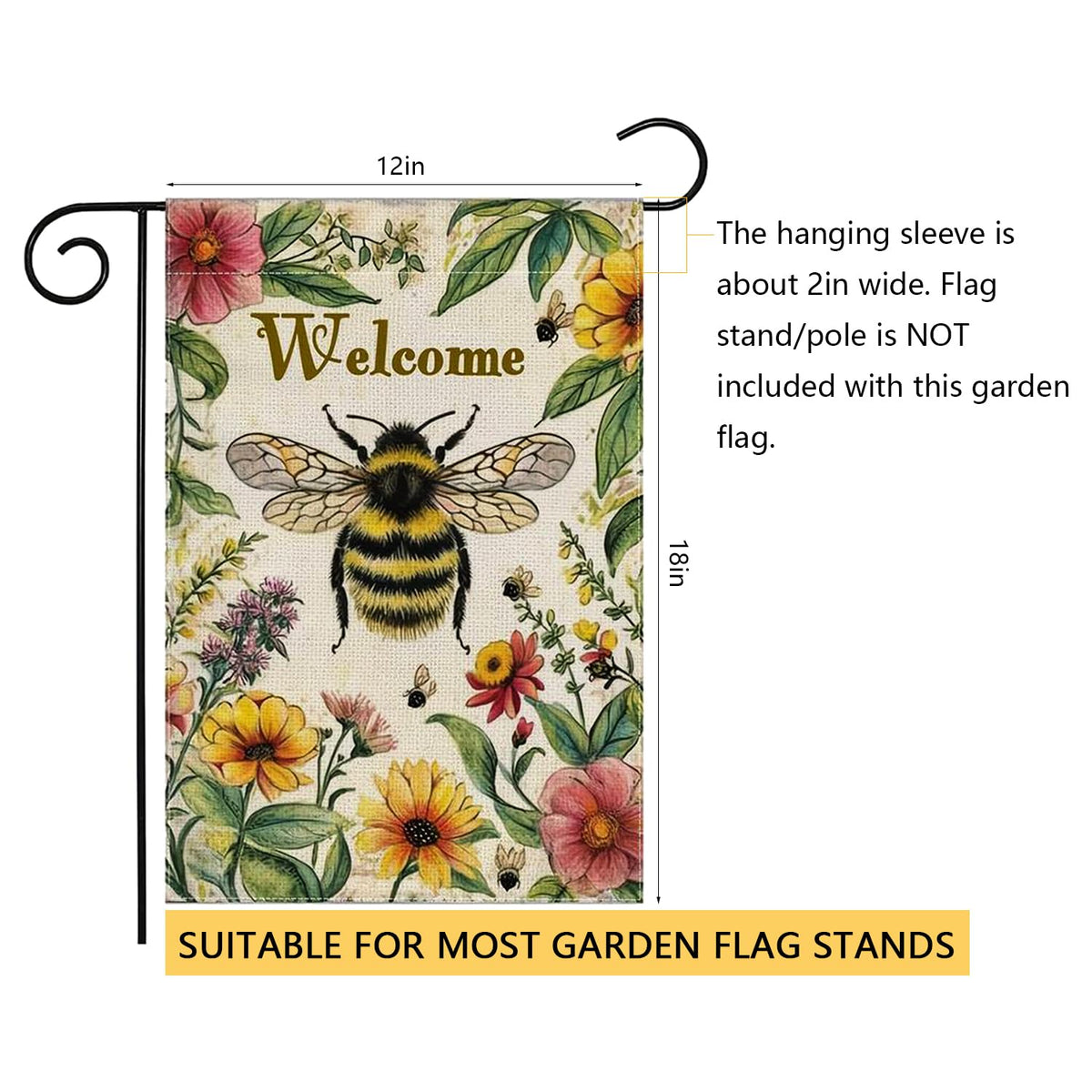 YBHWOGI 12x18 garden flag invites friendly curb appeal.