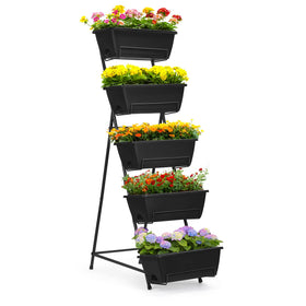 YBING 5-tier vertical planter full view enables space-saving balcony gardening