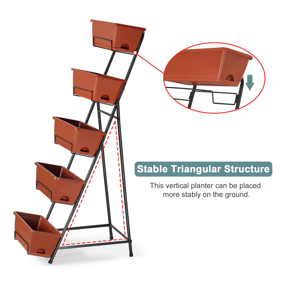 YBING standing herb garden planter in brick-red with sturdy structure.