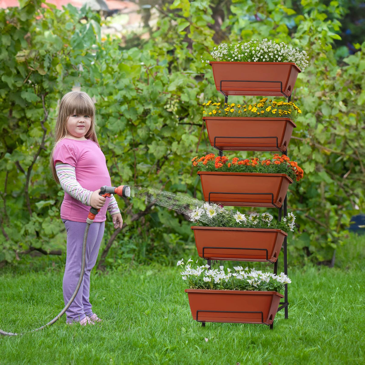 YBING triangular iron frame provides stable support for all tiers.