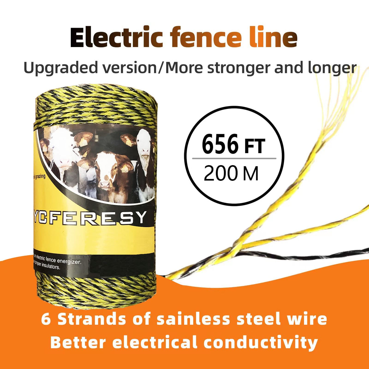 Stainless steel strands close-up show reliable conductivity in YCFERESY polywire.