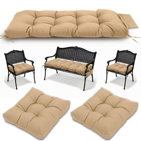 Yddsky 3pc wicker cushions set on outdoor furniture for all-weather comfort.