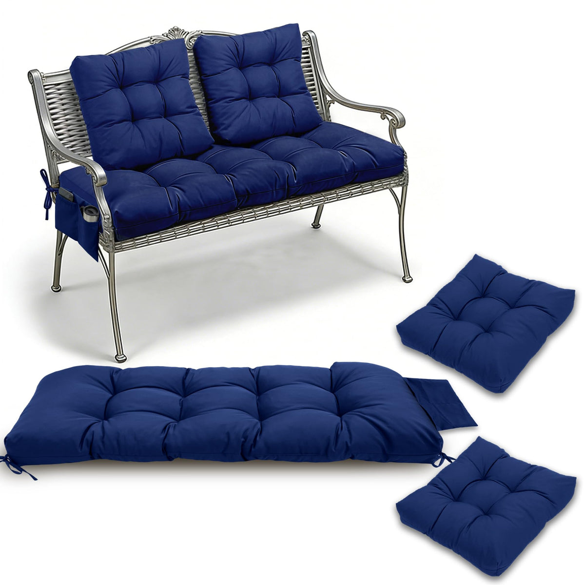 Yddsky cushions available in navy, dark gray, and beige to match decor.
