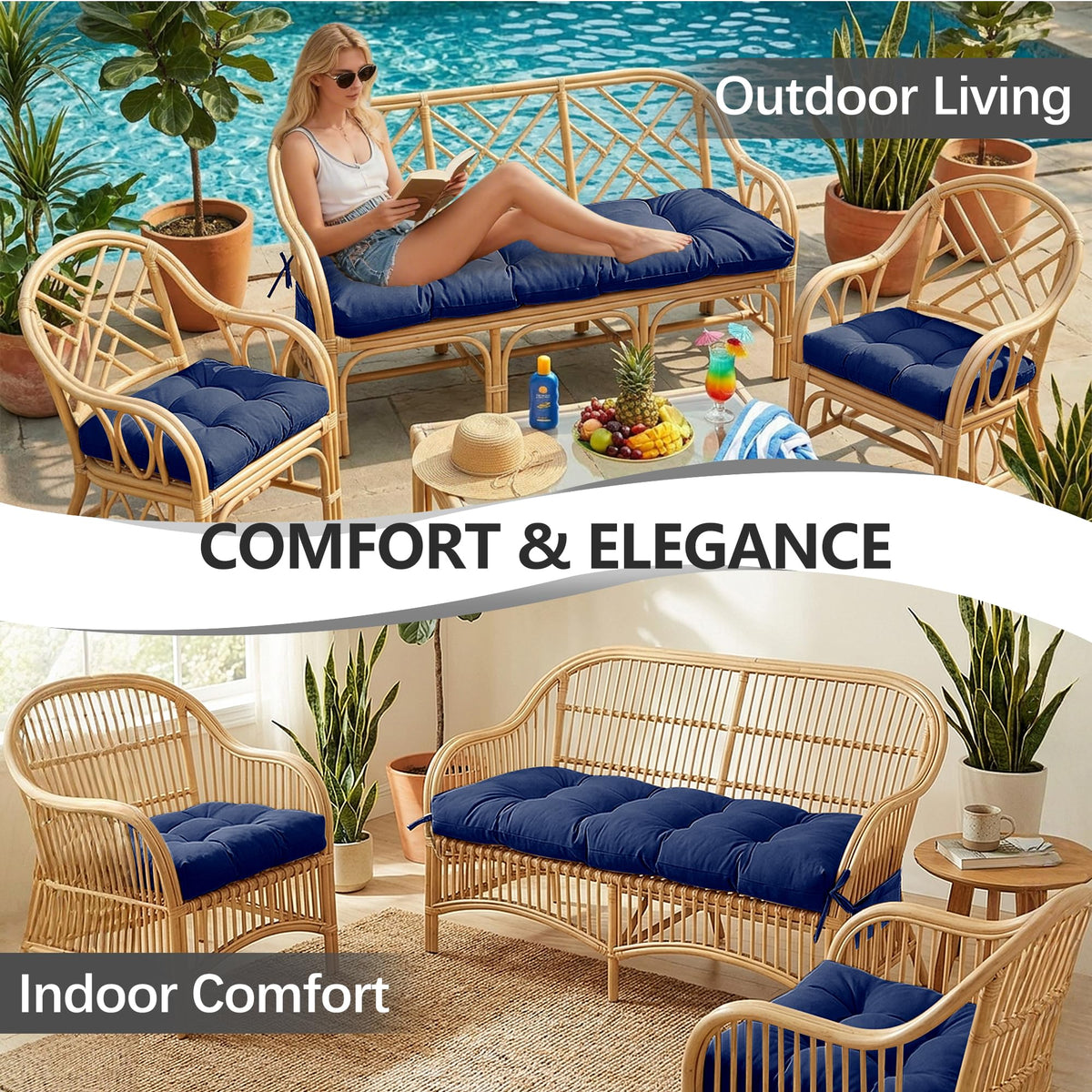 Yddsky non-slip cushion with adjustable straps secures to bench.