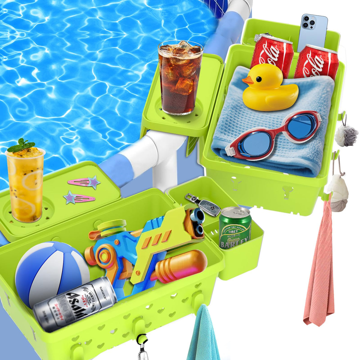 YDHZ poolside storage basket assembled for stable placement by the pool