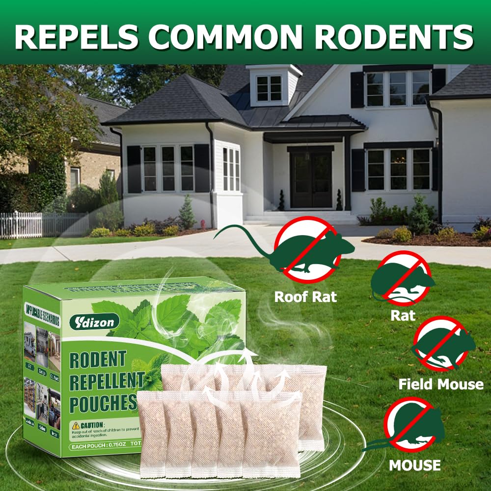 Ydizon peppermint-oil-diffusion highlights strong mint aroma deterring rodents in spaces.