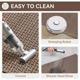 YDKGL door mat features a low-profile design that fits under most doors.