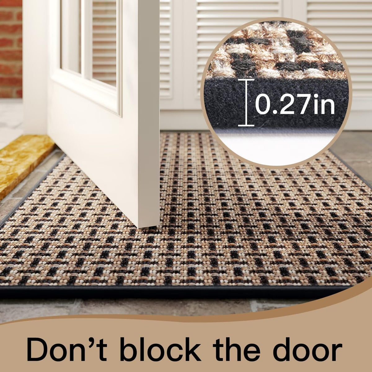YDKGL door mat non-slip backing stabilizes on dry floors.