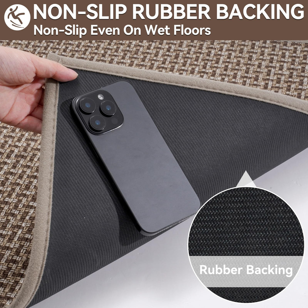 YDKGL front-door mat in brown adds sleek, durable style to entrances.