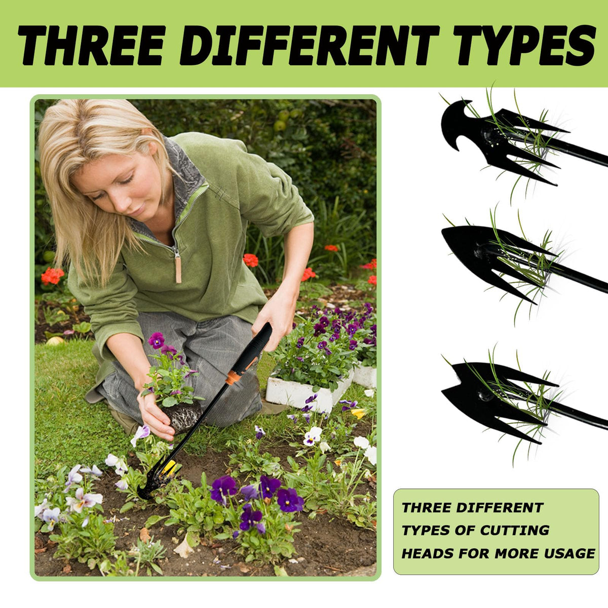 YDKOJGW rubber-handle weeder emphasizes ergonomic grip during use.