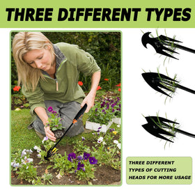 YDKOJGW rubber-handle weeder emphasizes ergonomic grip during use.