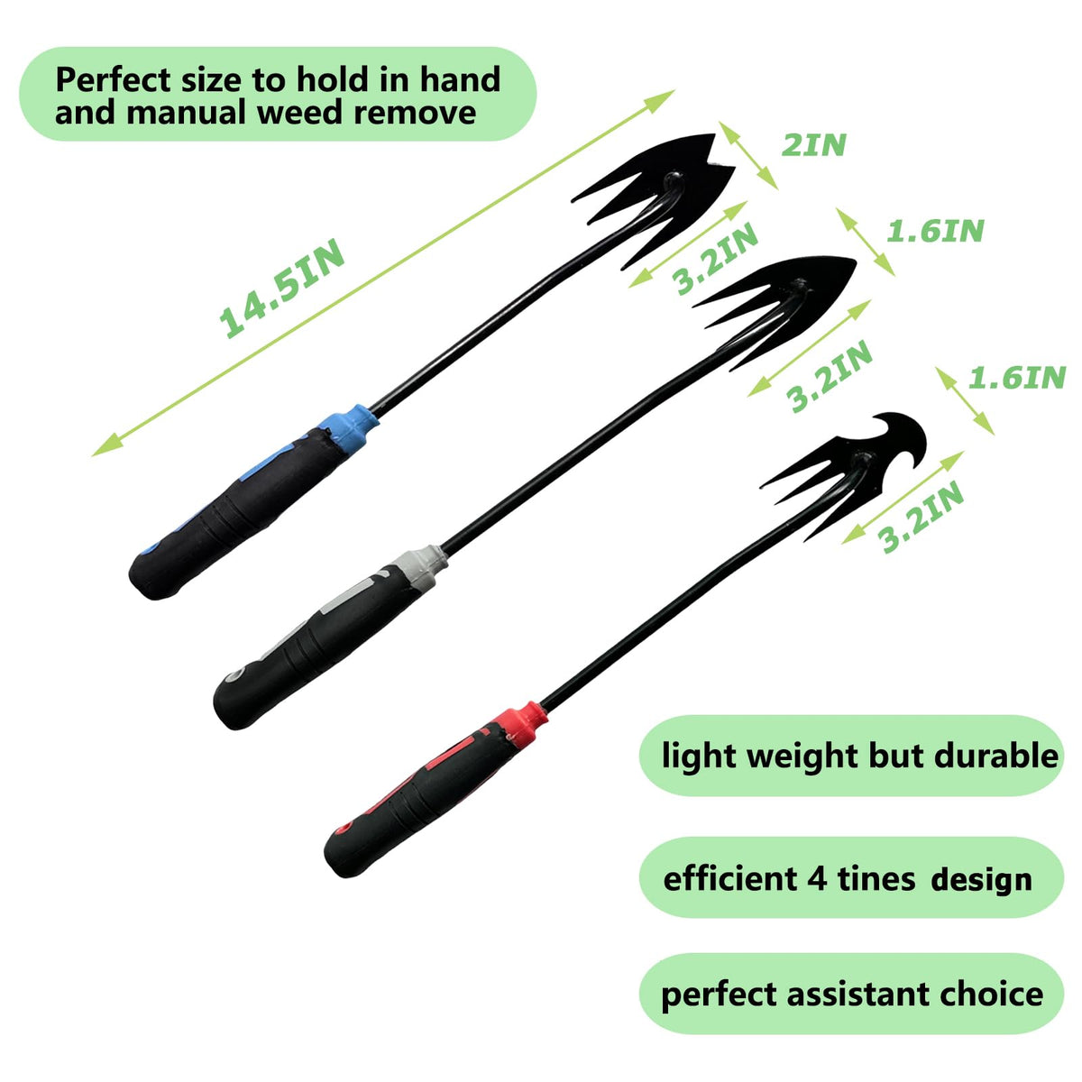 YDKOJGW weeder tool in hand, ergonomic grip for comfortable weeding.