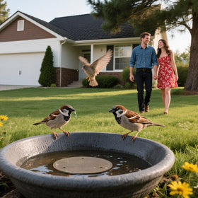 YDMADE two-pack outdoor birdbath set ready for multiple baths