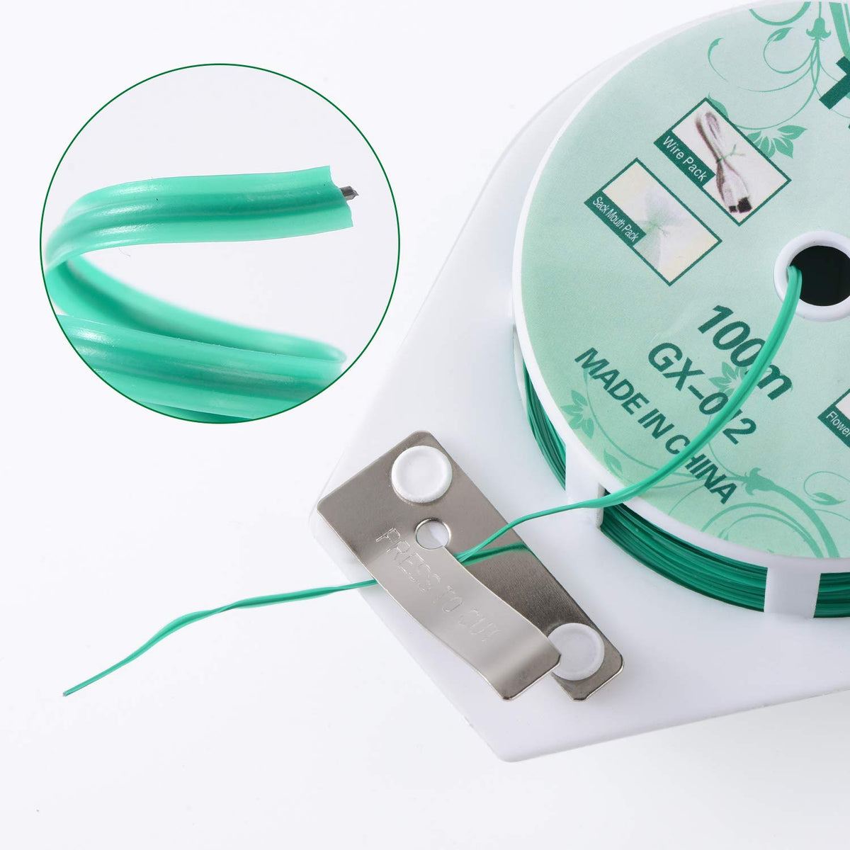 YDSL green-coated wire tie wrapping around climbing vines for support