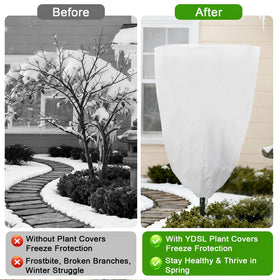 YDSL covers displayed in two sizes, 25x32 and 48x72, for various plants.