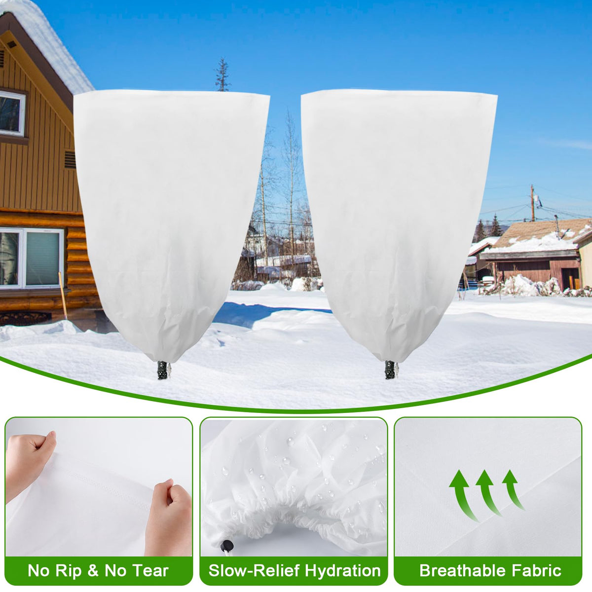 YDSL plant covers showing waterproof, weather-resistant design shielding plants from rain.