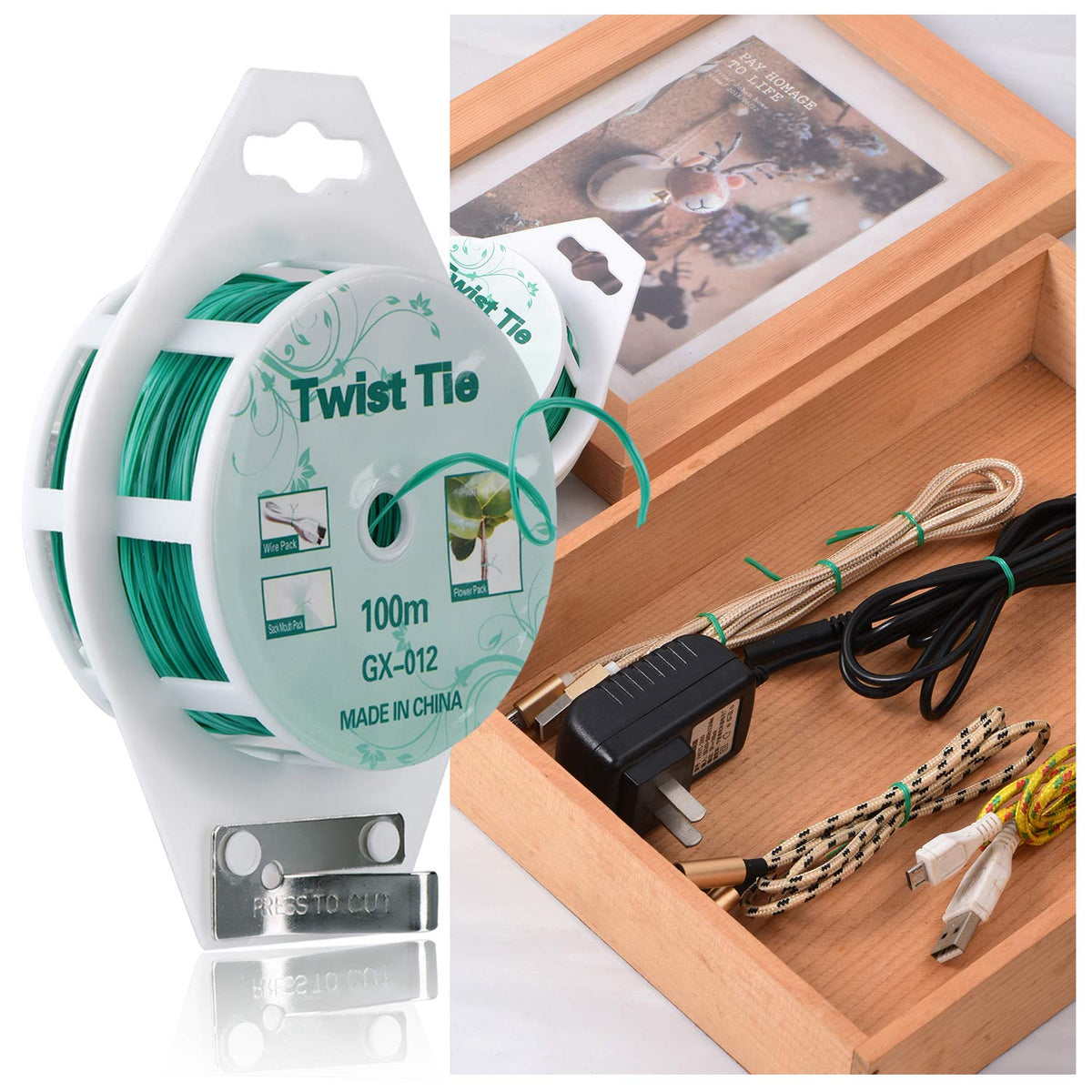 YDSL twist ties organize desk cables at home or office