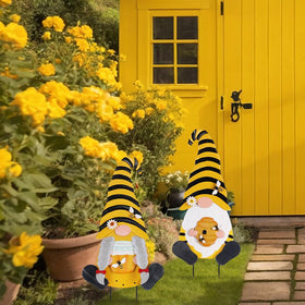 YEAHOME metal gnome beehive stake brightens outdoor decor and yard