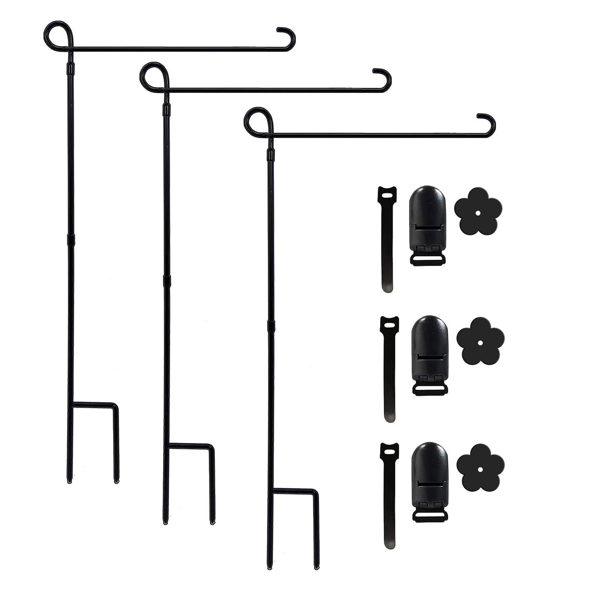 YEAHOME 3pc garden flag stand assembled for sturdy yard display.