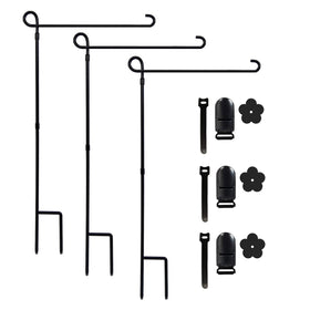 YEAHOME 3pc garden flag stand assembled for sturdy yard display.