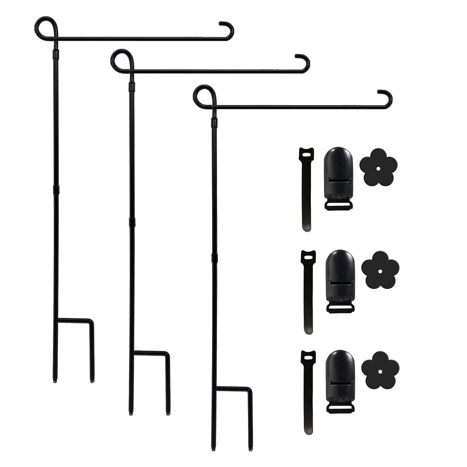 YEAHOME 3pc garden flag stand assembled for sturdy yard display.