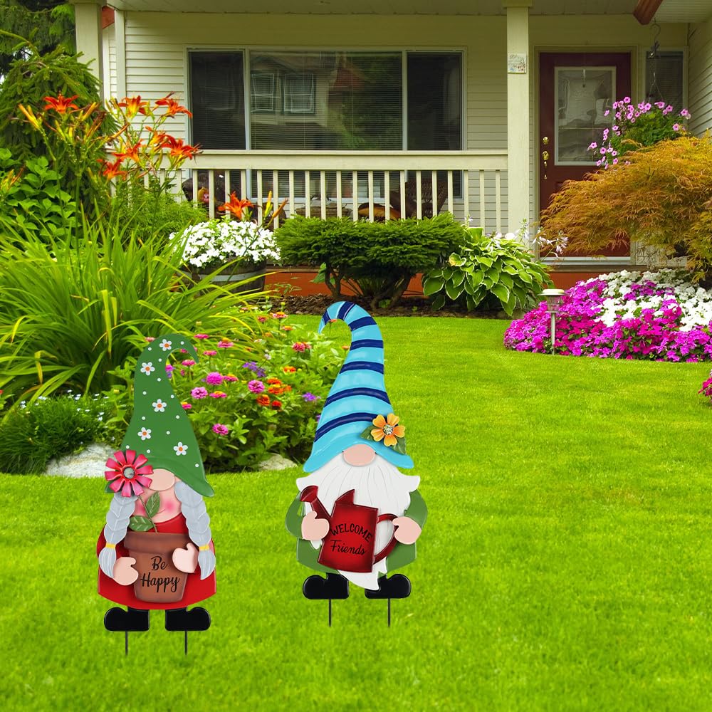 YEAHOME outdoor gnome stakes invite warmth along walkways and borders