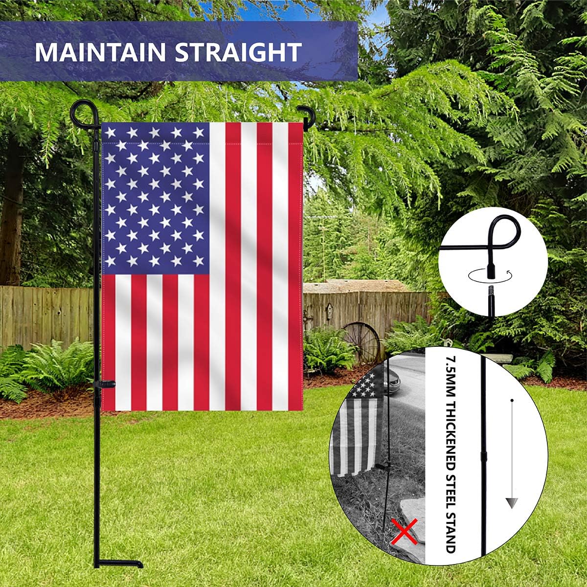 YEAHOME black-powder-coated-flagpole emphasizes weatherproof durability.