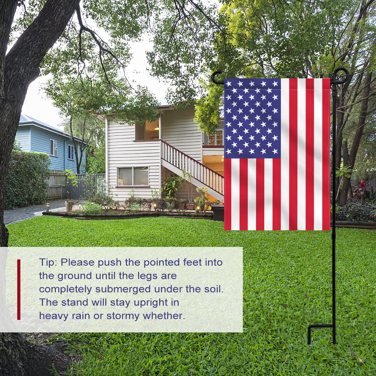 YEAHOME flag stand fits standard 12-5in flags for versatile displays.
