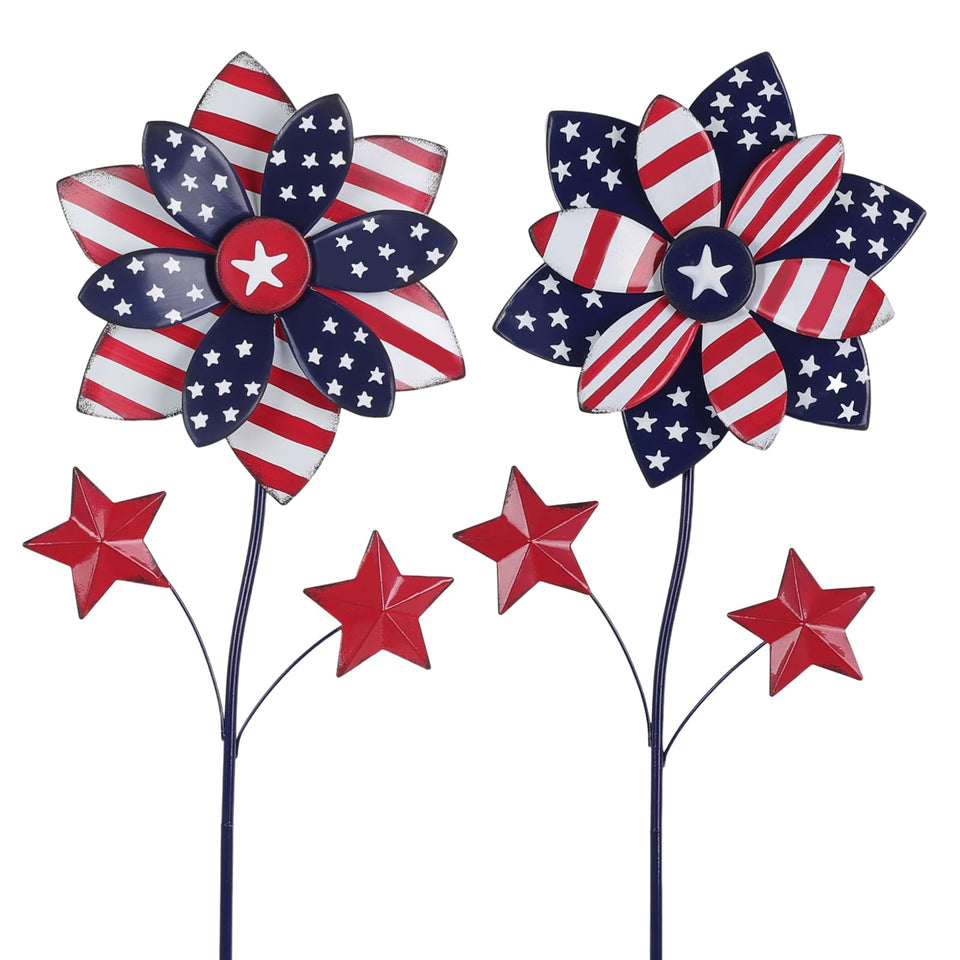 YEAHOME patriotic flower stake in red white blue for garden decor.