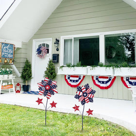 YEAHOME red-white-blue metal stake lines your garden path with flair.