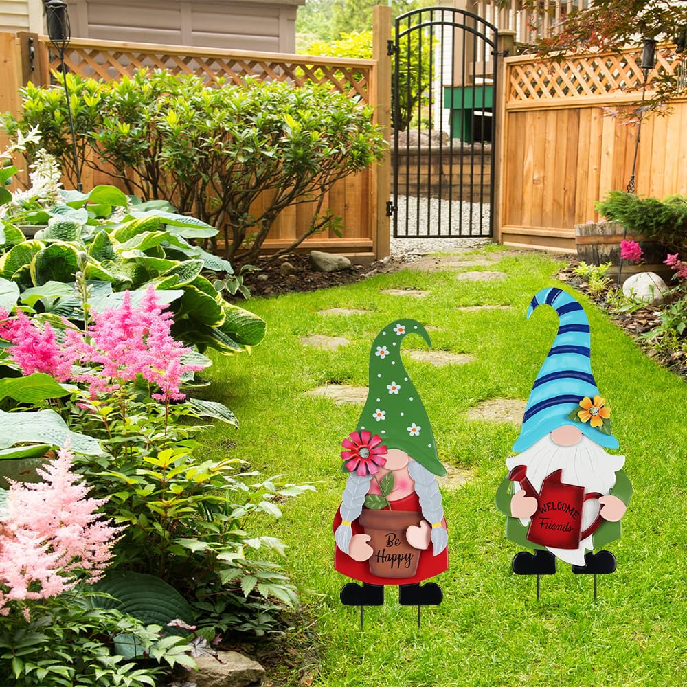 YEAHOME decorative gnome pair enhances lawn decor with spring flair