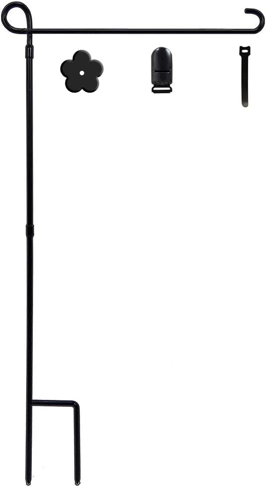 YEAHOME garden flag holder stand shows sturdy construction for outdoor flag display.