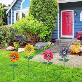 YEAHOME metal flower glitter detail stake brightens beds and borders.