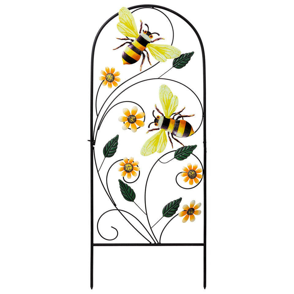 YEAHOME garden stake with flowers and bees brightens outdoor space and supports climbing plants.