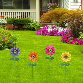 YEAHOME four-pack stake set installs easily into soil or planters.