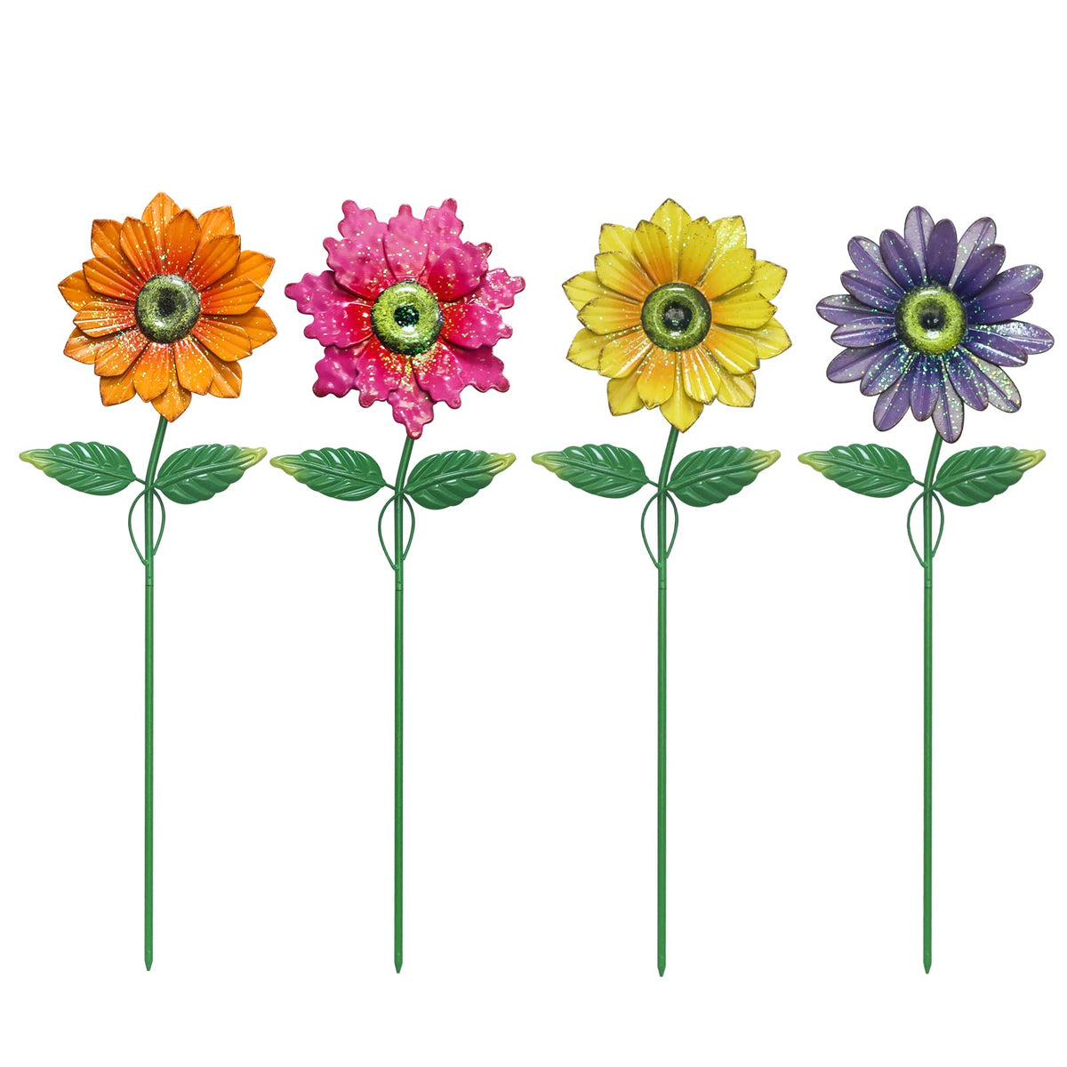 YEAHOME metal flower garden stake, 20-inch tall, adds vibrant color to outdoor spaces.