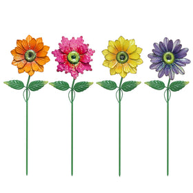 YEAHOME metal flower garden stake, 20-inch tall, adds vibrant color to outdoor spaces.