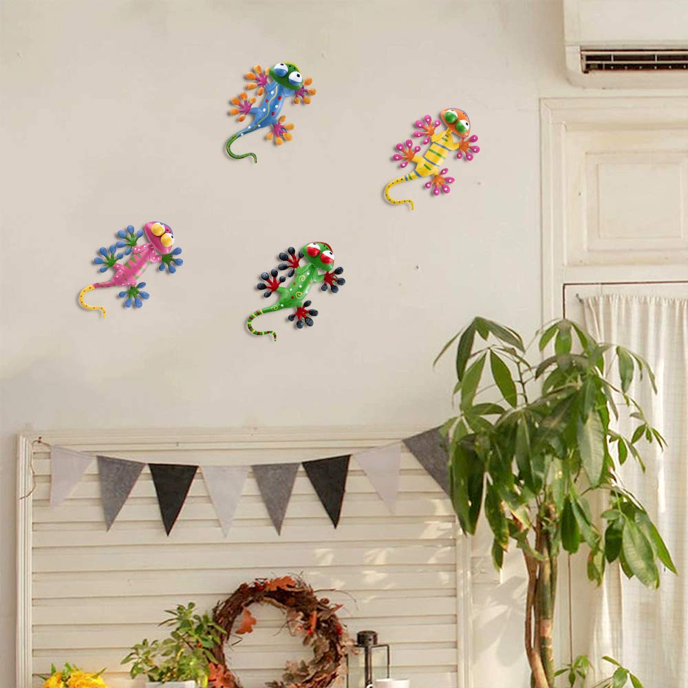 YEAHOME gecko wall art 4-pack close-up detail showcases craftsmanship