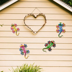 YEAHOME gecko wall art 4-pack colorful finish brightens outdoor spaces
